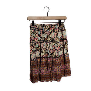 Rachel Zoe Elastic Waist 3 Tier Skirt Womens Ruffle Pull On Knee Length Size XS